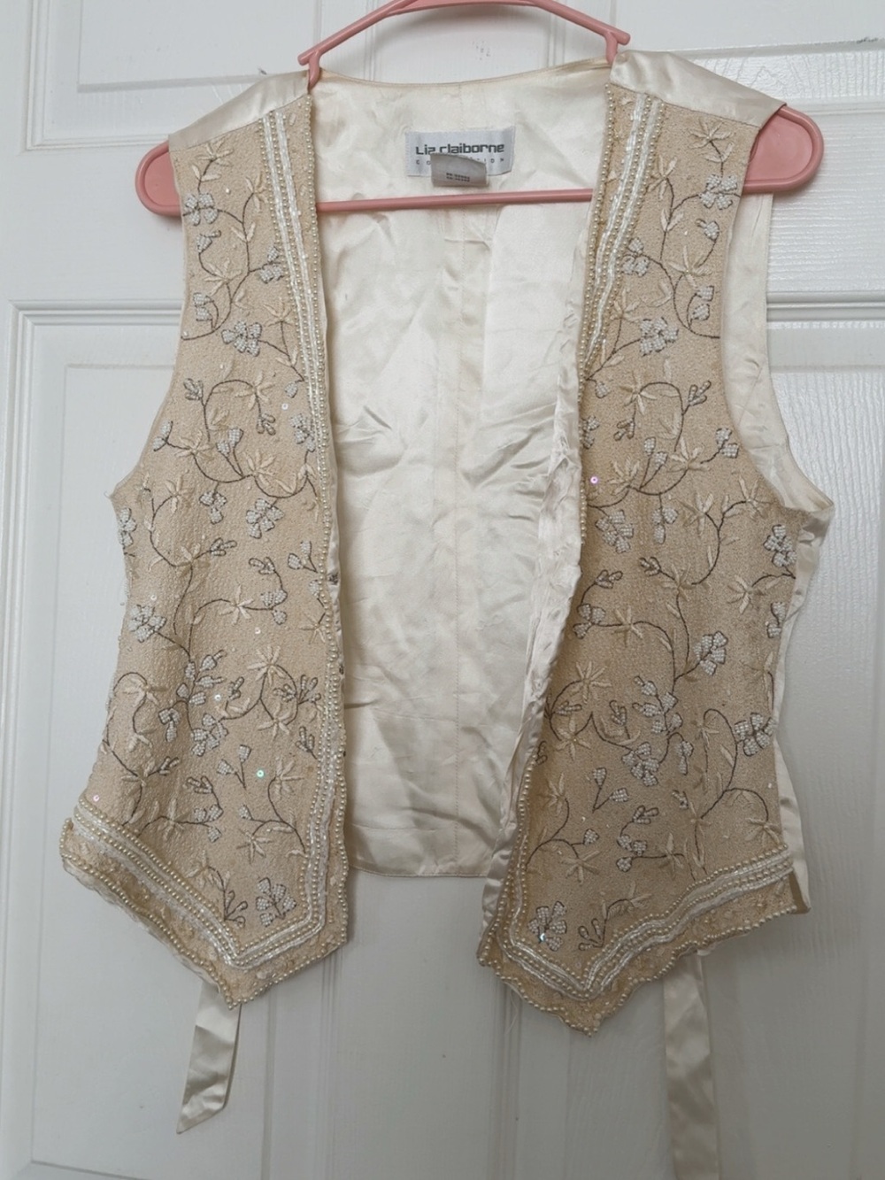 Vintage Liz Claiborne 100% Silk beaded vest